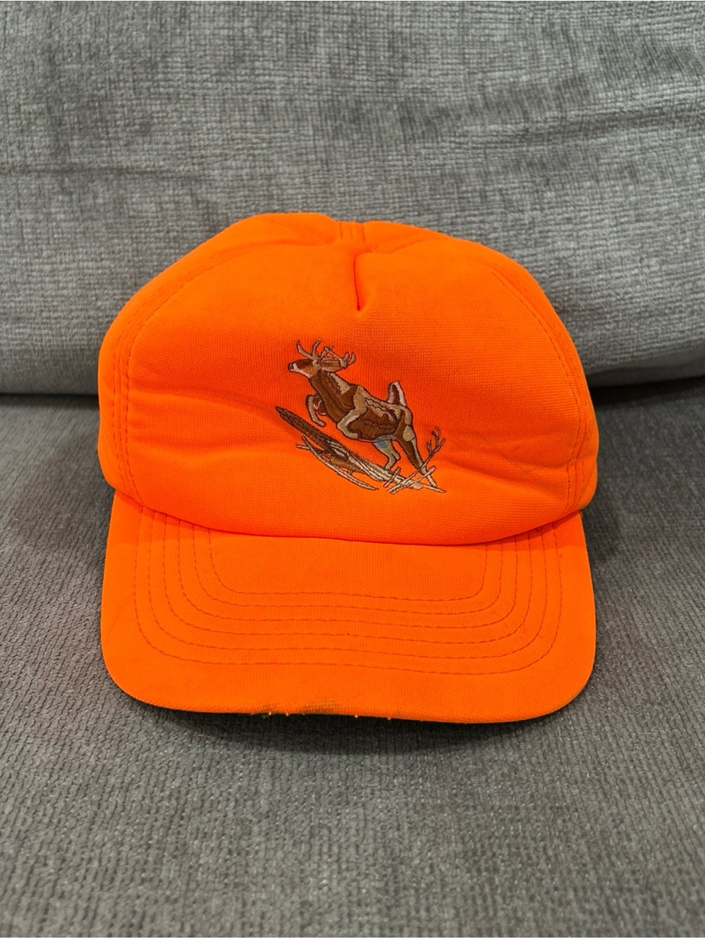 Vintage Winchester Hunting Hat Cap Jumping Deer Safety Blaze Orange Men’s